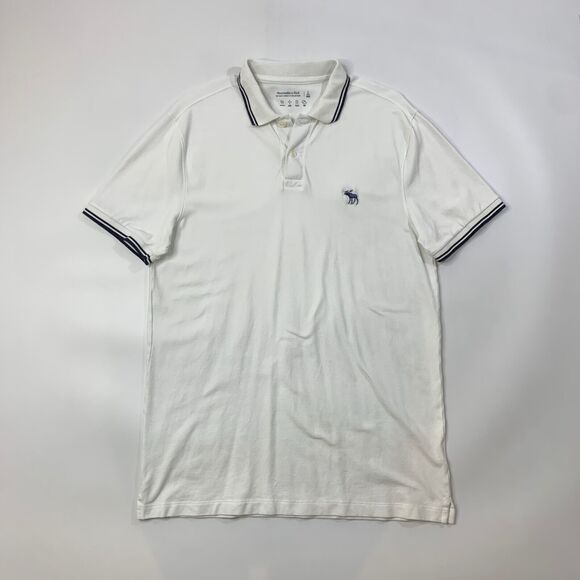 Abercrombie Fitch Shirt Mens LT Large Tall White Navy Don't Sweat It Collection - Picture 2 of 10